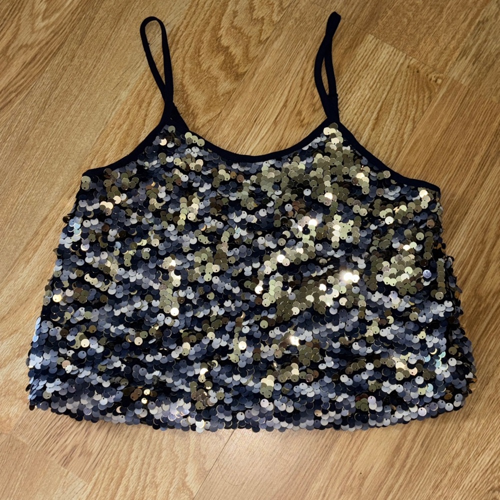 4 for $20 item
Dance & Marvel Black and Gold Sequin Camisole